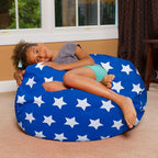 Posh Creations Bean Bag Chair for Kids, Teens, and Adults Includes Removable and Machine Washable Cover, 38in - Large, Canvas White Stars on Blue