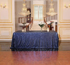 SquarePie Sequin Tablecloth Rectangular 90 x 132 Inch Navy Blue Bling Sparkly Table Linen for Wedding Party