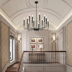 Modern Black Farmhouse Chandeliers, 12-Light Industrial Metal Chandelier Lighting, Classic Candle Hanging Pendant Light Fixtures for Living Room, Dining Room, Kitchen, Bedroom, Entryway