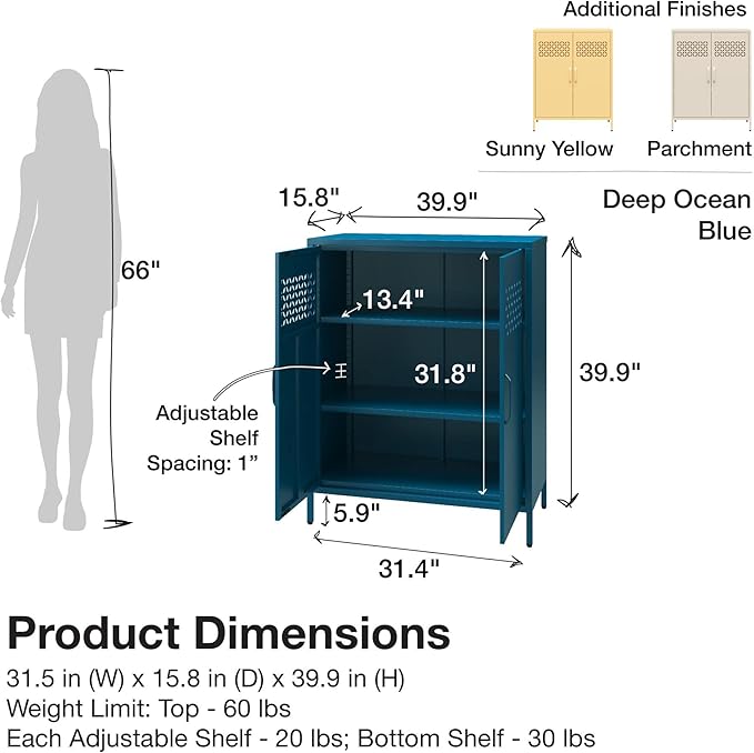Mr. Kate Annie Short Metal 2 Door Cabinet, Parchment