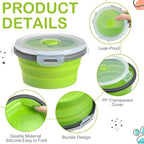 4 Pcs Collapsible Bowls with Lids Silicone Camping Food Storage Container Expandable Folding Salad Lunch Box Travel Container for Hiking Camping