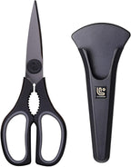 Kitchen Scissors All Purpose Kitchen Shears with Magnetic Holder, Soft Grip Handle Cooking Scissors Dishwasher Safe with Come Apart Blade Heavy Duty Scissors for Meat, Vegetable, Herb, Black