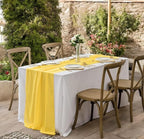 Pack of 25 | Yellow | 14ft Chiffon Table Runner 29x170 Inches Long Romantic Rustic Sheer Gauze Runner for Wedding Bridal Shower Birthday Banquets Engagement Spring Easter Boho Decorations