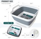 FOSJGO Collapsible Dish Basin with Drain Plug, Foldable Sink, 2.4 Gal (9L) | Space-Saving Wash Basin for Kitchen, Baby Bottles, Vegetable Washing, Camping, RV and Party Beverage Tubs