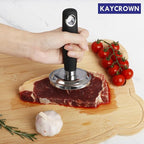 Meat Pounder Tenderizer, Stainless Steel Kitchen Meat Tenderizer Hammer, Round Chicken Flattener Tool with Comfortable-Grip Rubber Handle for Flattening Cutlets and Tenderizing Meat