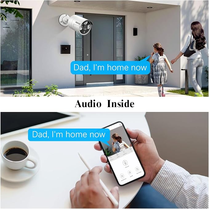 (HD 2.7K 5.0MP with Audio) 60 Days Storage Outdoor Wired Security Camera Systems PoE Outdoor Surveillance Video System