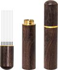 Espresso Coffee Stirrer 8 Needles 0.4mm Espresso Distribution Tools, Natural Wood Handle and Stand