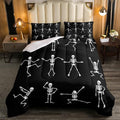 Erosebridal Sugar Skull Comforter Set King Size Skeleton Bones Bedding Set for Kids Boys Girls Teens Adult Halloween Horror Theme Down Comforter Gothic Spooky Duvet Sets with 2 Pillow Cases