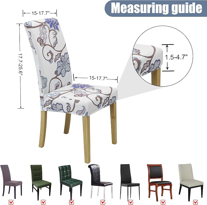 Dining Chair Covers, Stretch Seat Covers, Washable Furniture Protector | 4 Pack, Washable, Stretch Fit, Soft, Non Slip, Dining Chair Covers, Seat Protector, Furniture Cover,Easy Clean