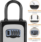 Portable Key Lock Box, Upgrade Clearly Visible Numbers, Lock Box Wall Mounted for House Key, 5 Key Capacity, Weatherproof Resettable Code (4 Pack, Grey)