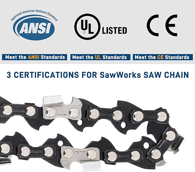 SawWorks 3-Pack 22 Inch Chainsaw Chain .325" Pitch .058" Gauge 86 Drive Links Fits 57cc Blue Max 20160, Oregon 21LPX086G, 21BPX086G, 21BP086G, Chainsaw 5200, 5800, 6200 and More