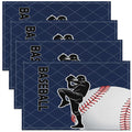 Feelyou Baseball Placemats Set of 4 18"x12" Navy Blue Baseball Table Place Mats, for Kids Boys Girls Teens Baseball Player Placemat for Kitchen Dining Table Decor Indoor Outdoor Set Ball Sport