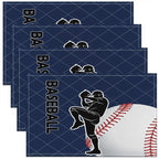 Feelyou Baseball Placemats Set of 4 18"x12" Navy Blue Baseball Table Place Mats, for Kids Boys Girls Teens Baseball Player Placemat for Kitchen Dining Table Decor Indoor Outdoor Set Ball Sport