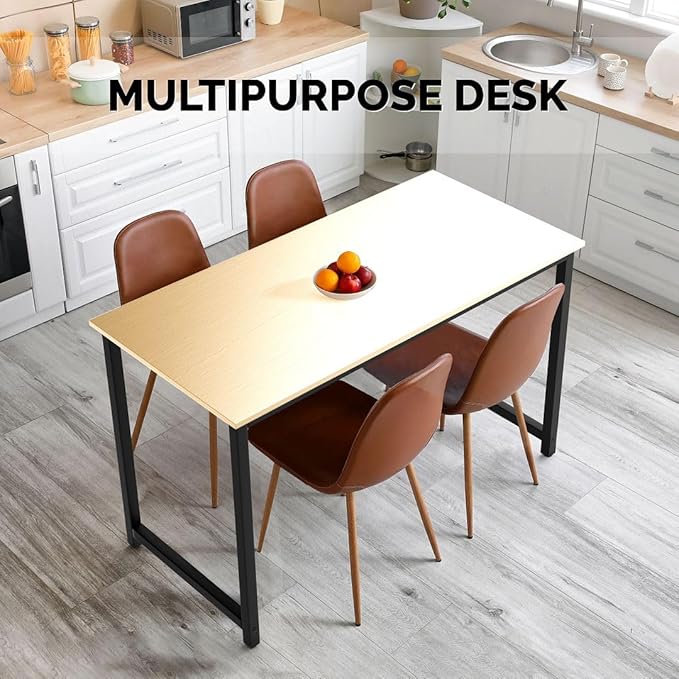 Halter Computer Desk for Home Office 47” Work Table Easy Assembly Walnut Desk Black Frame