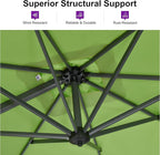 PURPLE LEAF 8 Feet Patio Umbrella Outdoor Cantilever Square Umbrella Aluminum Offset Umbrella with 360-degree Rotation for Garden Deck Pool Patio Apple Green