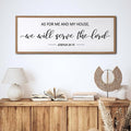 As For Me And My House We Will Serve The Lord Framed Wall Art, 32''×12'' Horizontal Positive Religious Rustic Bible Verse, Vintage Holy Catholic Scripture Decor for Christian God Jesus Christ Prayer