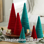 Your Heart's Content Green Velvet Trees Set of 3, Elegant Mantel, Valentine Tree Tablescape, Office Bookshelf, Artisan Cozy Gift for, Wedding Centerpiece (Green)