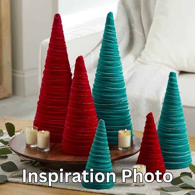 Your Heart's Content Green Velvet Trees Set of 3, Elegant Mantel, Valentine Tree Tablescape, Office Bookshelf, Artisan Cozy Gift for, Wedding Centerpiece (Green)