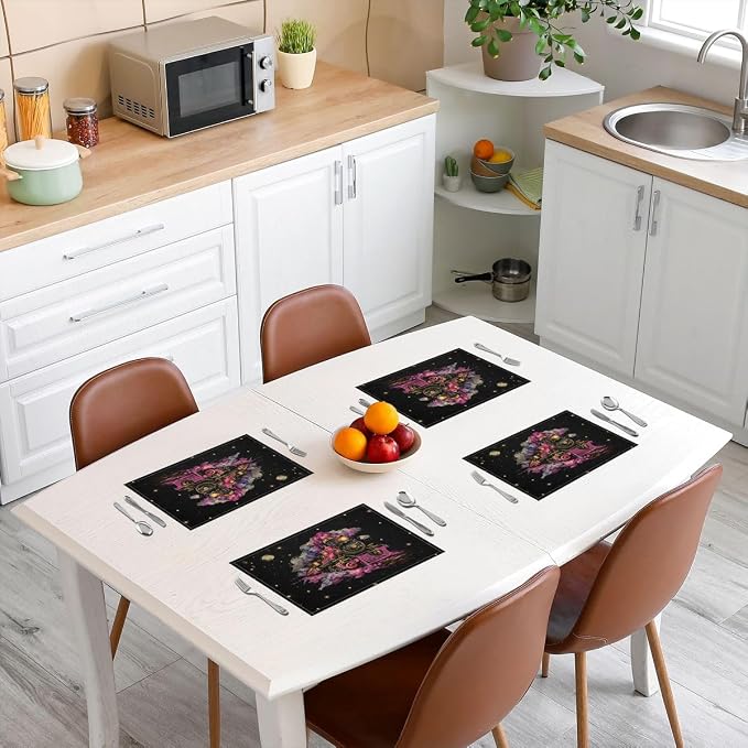 Feelyou Train Placemats Set of 4 Transportation Vehicle Table Mats Cartoon Train Transportation Place Mat for Kitchen Dining Table Party Decor Indoor Outdoor 18"x12" Cute