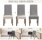 MOSAYT 100% Waterproof Dining Room Chair Covers Set of 4, Super Fit Stretch Jacquard Parson Chairs Slipcovers Removable Washable Chair Seat Protectors for Home, Kitchen, Banquet (Light Grey)