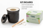 TOMO Fermentation Crock with Weights - Ceramic Sauerkraut Pickling Crock - Stoneware Kombucha Brewing (3L)