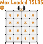 HOMIDEC Book Shelf 16 Cubes Bookcase Bookshelf Cube Storage Organizer Portable Display Bookshelf Kids Bookshelf Book Case for Study Room,Bedroom,Office,Living Room,Closet Transparent