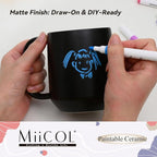 Miicol Ceramic Coffee Mug, 16 oz Large Coffee Cup, Tea Mug with Handle, Flat Bottom Mug for Men, Women, Office, Microwave and Dishwasher Safe, Multi-Color, Black