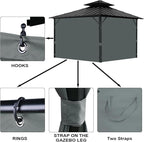 Gazebo Universal Replacement Privacy Curtain, 12'X14' Gazebo Curtains Outdoor Waterproof, 4-Panels Sidewall with Zipper for Patio, Garden and Backyard (Only Curtains, 12'X14', Gray)