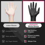 MAMISON Black Nitrile Disposable Gloves, Powder-Free, Latex-Free, 4 Mil, 100 Count, Food Safe, BBQ, Kitchen, Cooking