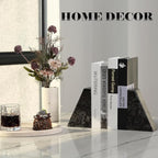 Marble Bookend for Heavy Books, Decorative Bookends for Shelves, Durable and Heavy-Duty Book End for Hardback Book & CDS, Unique Book Stopper & Holder, Meteorus, Set of 2