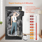 COSVALVE Sauna Box, Portable Steam Sauna for Home, Indoor Sauna Full Body Personal Sauna with XL Steamer 9 Levels, Fast Heating and Energy Saving, 2.6' x 2.6' x 5.6'