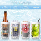 Morefeel 4-in-1 Insulated Can Cooler for 12 oz Cans & Bottles | 304 Stainless Steel Can Holder Fits 12 Oz Slim Cans, Standard Cans, Beer Bottles & Works as A Open Cup; Dishwasher Safe