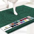 Muddy Mat® Shown on TV – Super Absorbent Microfiber Dog Door Mat for Muddy Paws, Non-Slip Washable Pet Rug, Quick Dry Chenille Entryway Carpet, Machine Washable Indoor Outdoor mat, Dark Green 35"x24"