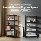 HOMEDANT House 5-Tier Metal Rolling Cart Shelf Rack Casters Heavy Duty Laminated Wheel Shelving Unit Adjustable Utility Storage Shelves Organizer Shelf Kitchen Garage 24.4" W x 16.5" D x 62.2" H 3Pack