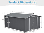 14x10 FT Outdoor Storage Shed,Metal Shed W/ 3 Lockable Doors，Floor Frame & Side Door,Garden Tool House W/ 4 Air Vents & Sloped Roof,for Backyard Patio Lawn,Light Gray