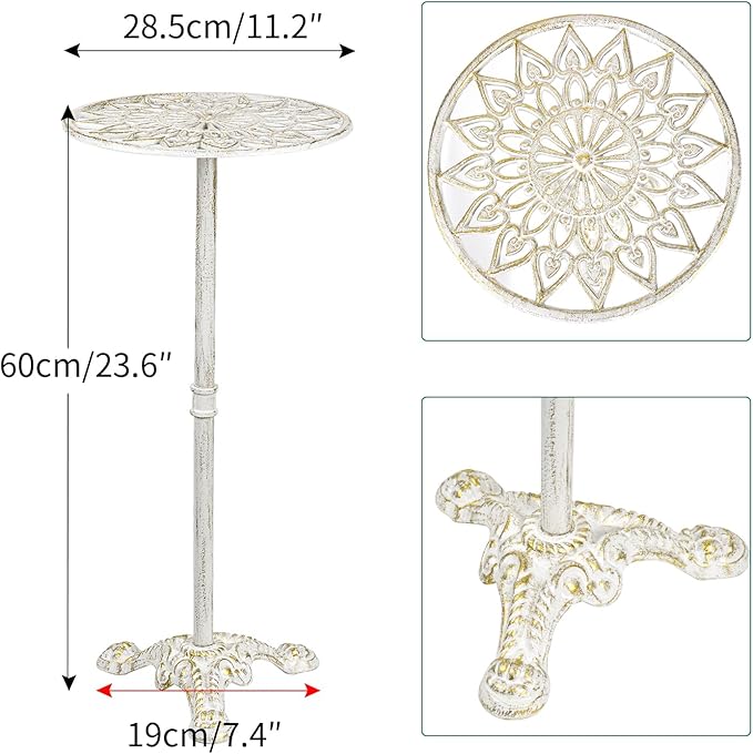Sungmor Heavy Duty Cast Iron Potted Plant Stand, 24.2" Tall Metal Plant Stand, Vintage & Rustic Style Flower Stand Indoor Outdoor Garden Table, Decorative Flower Pot Holder for Balcony Patio