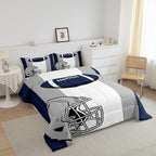 Feelyou Kids Football Comforter Set Twin Size Rugby Sports Bedding Set for Boys Teens Decor Soccer Ball Game Comforter American Football Grey Blue Duvet Set Quilt 2Pcs Boys