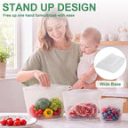 Silicone Reusable Food Storage Bags 6 Pack,Reusable Freezer Bags,Stand Up Wide-Mouth Zipper Container,Food Storage Bag Easy-Clean Sandwich,Microwave & Dishwasher,Eco Friendly(17oz,35oz,70oz)