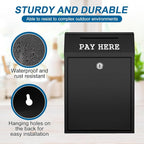 Yaocom Safe Metal Cash Box for Farm Stand – Money Drop and Secure Donation Collection, Wall Mount Lockable Unit with Pre Drilled Holes for Outdoor Self Serve(Black,11.8 x 8.6 x 4.7 Inch)