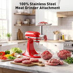 COFUN Stainless Steel Meat Grinder for KitchenAid Mixer | Meat Grinder with Meatball Maker, Sausage Stuffer, Dishwasher Safe, Compatible with All KitchenAid Stand Mixers