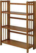 Casual Home 3-Shelf 27.5" Wide Folding Stackable Bookcase, Chestnut (New)