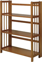 Casual Home 3-Shelf 27.5" Wide Folding Stackable Bookcase, Chestnut (New)