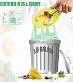 1.6 Gallon Compostable Trash Bags with Handle, 250 Count Small Compost Bags, Biodegradable Kitchen Garbage Bags, Food Scrap Waste Bags for Countertop Bin, ASTM D6400, US BPI Certified