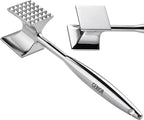 Heavy Duty Meat Tenderizer Tool, Stainless Steel Mallet & Kitchen Hammer Pounder, Mirror Polished Double Sided Tenderizing Mallet for Chicken, Steak & Beef - Dishwasher Safe