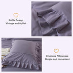 Andency California King Comforter Sets Grayish Purple (104x96Inch), 3 Pieces Cal King Ruffle Comforter, Oversized Farmhouse Shabby Chic Bed Comforter, Lightweight Soft Microfiber Bedding Set