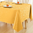 Smiry Square Waterproof Heavy Duty Vinyl Tablecloths, 54 x 54 Inch | Wipeable Washable Floral Embossed Table Cover for Kitchen and Dining Room, Indoor & Outdoor Use, Mustard Yellow