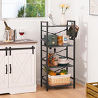 Yoobure 4 Tier Bookshelf - Small Book Shelf Industrial Bookcase, Narrow Book Case Book Storage Organizer for CD/Movie/Book, Bookshelves for Bedroom Office Living Room Charcoal Gray