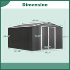 Favfurish Outdoor Storage Shed 10×12 FT,Metal Waterproof Tool Sheds with Lock and Key,Heavy-Duty Sheds Unit W/Doors and Vents,Galvanized Steel Garden House for Storing Bicycles,Barbeques,Black