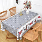 Christmas Table Cloth Rectangle Heavy Duty Vinyl Grey Christmas Tablecloth Plastic Reusable Santa Tablecloth Wpieable Waterproof PVC Xmas Table Cover for Dining Party New Year(Gray, 54"x78")