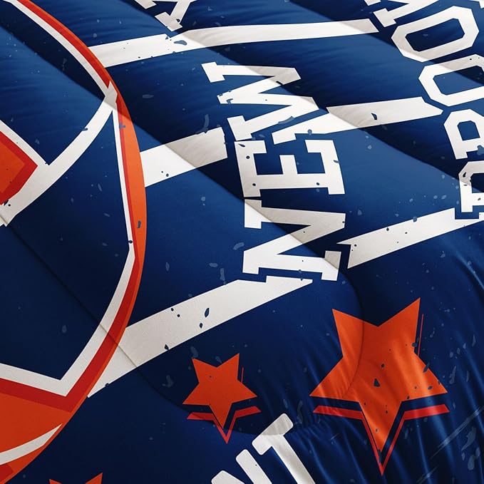 Datura home Basketball Comforter Sets for Boys Kids,Orange Blue Theme Basketball Championship American Style,Duvet 3Pcs in Quilt Sets with 1 Comforter and 2 Pillowcases(Orange Queen)